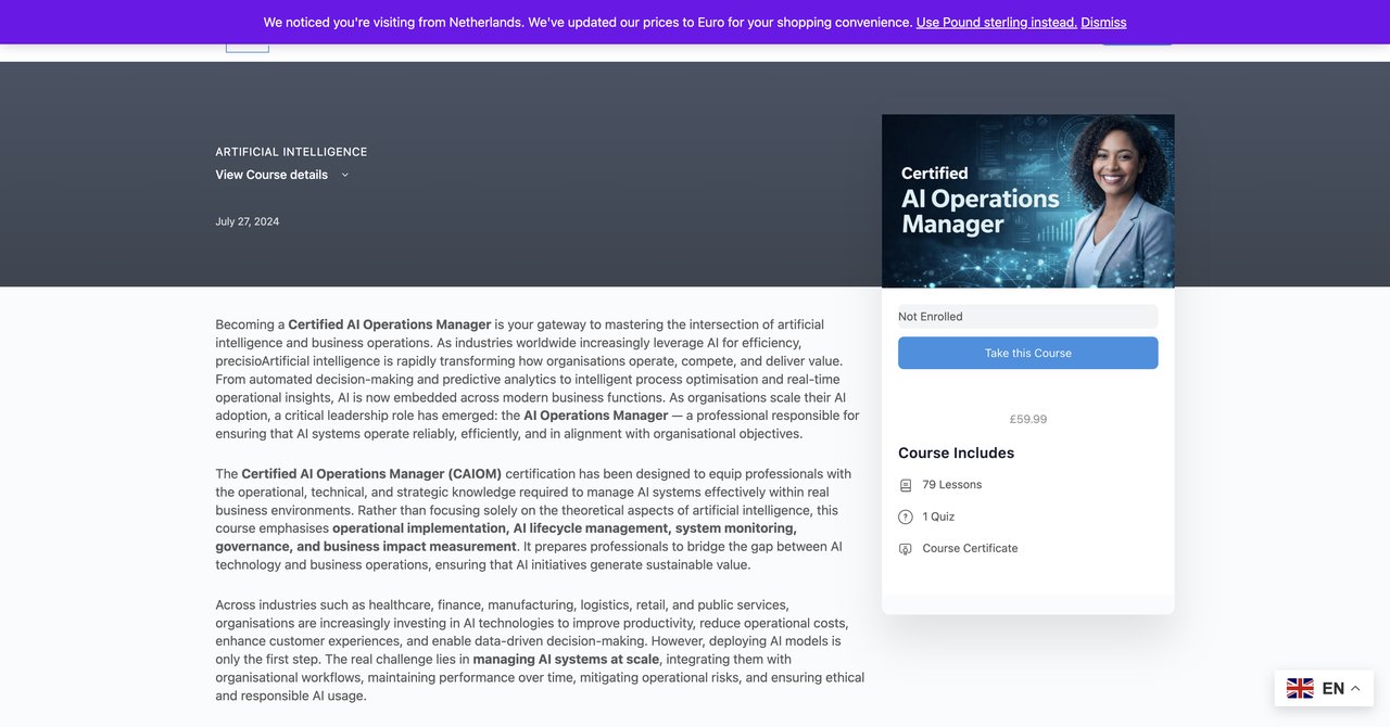 Certified AI Operations Manager CAIOM