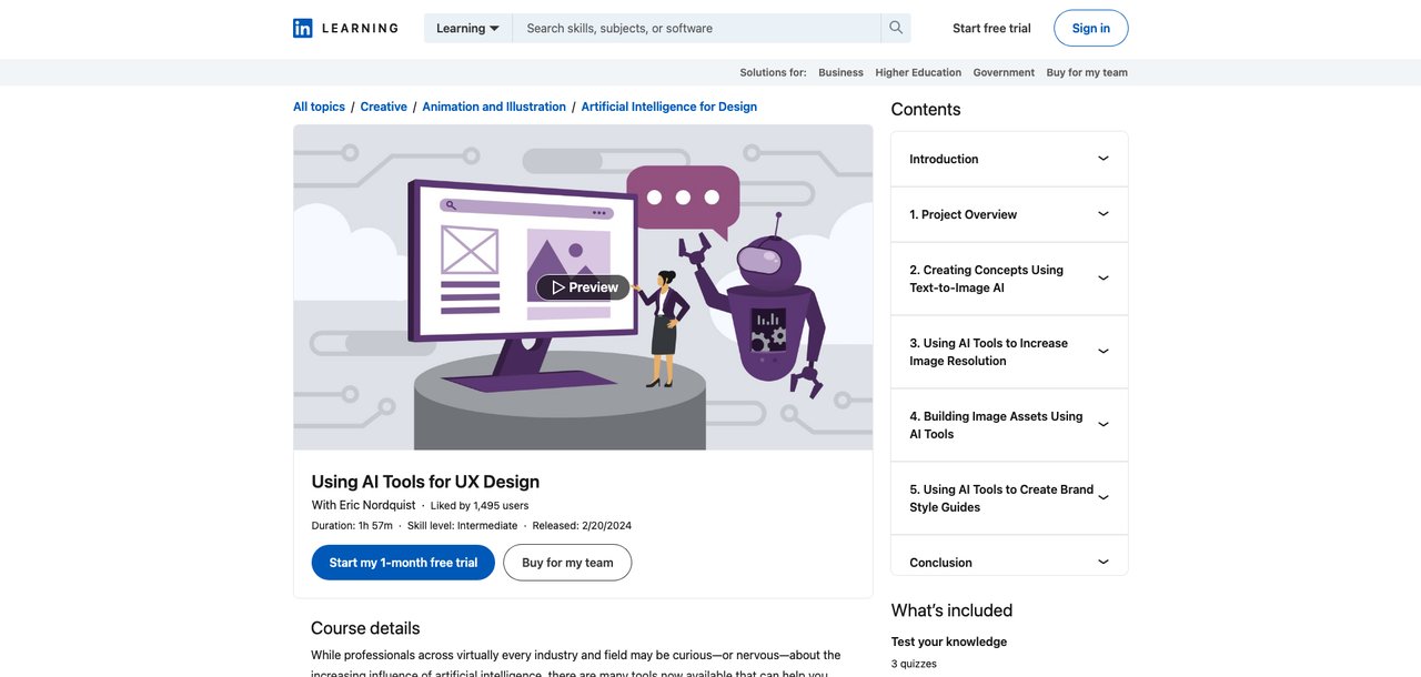 Using AI Tools for UX Design by LinkedIn Learning