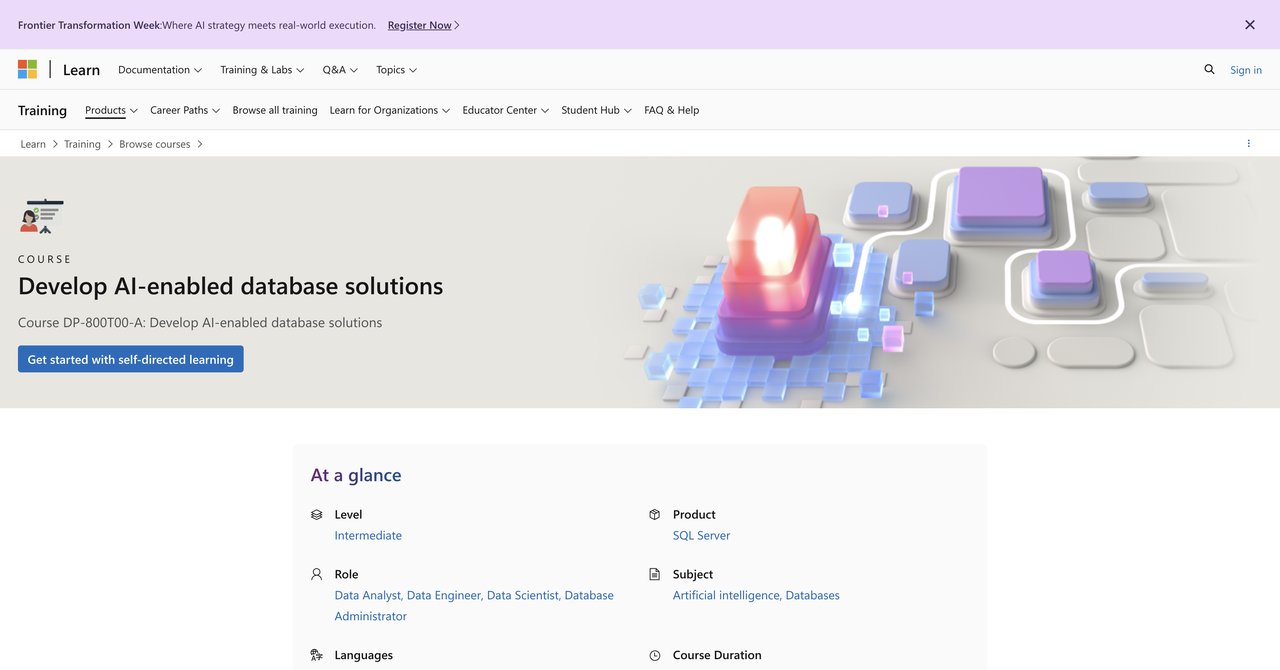 Microsoft DP-800 AI-enabled database solutions