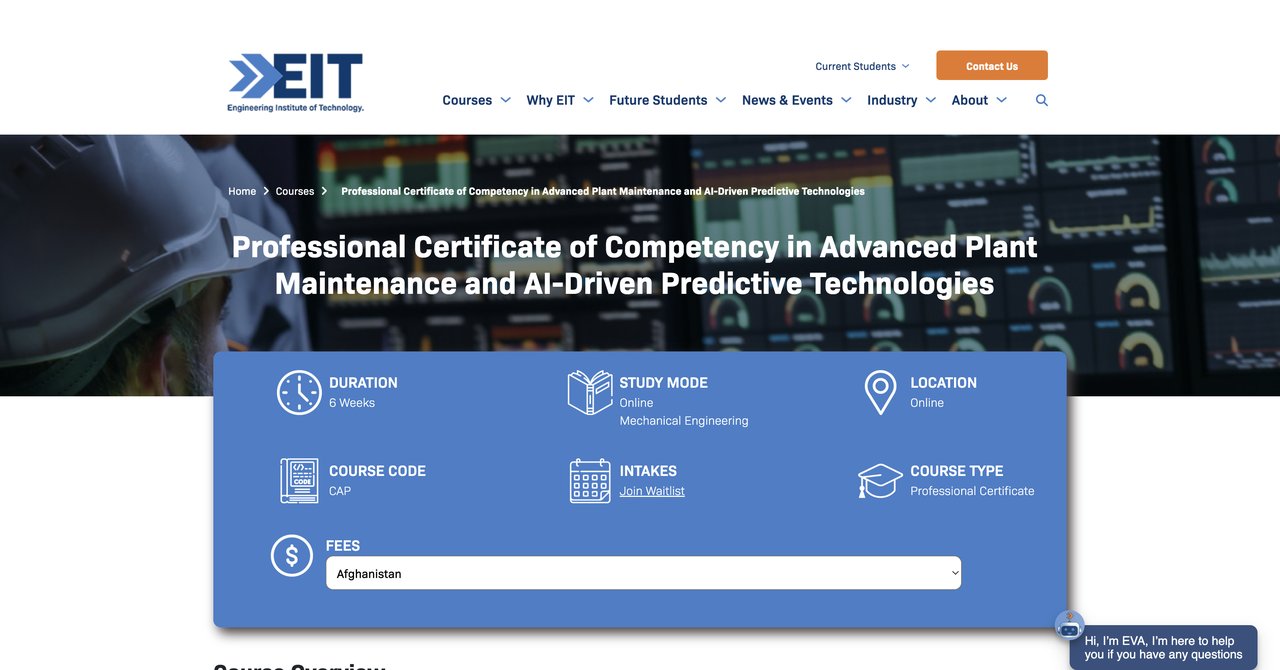 EIT Advanced Plant Maintenance
