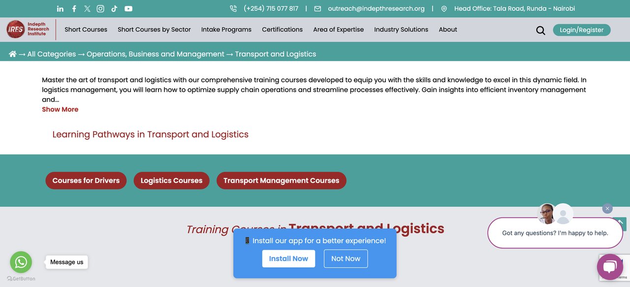 Specialized Courses in Transport Management