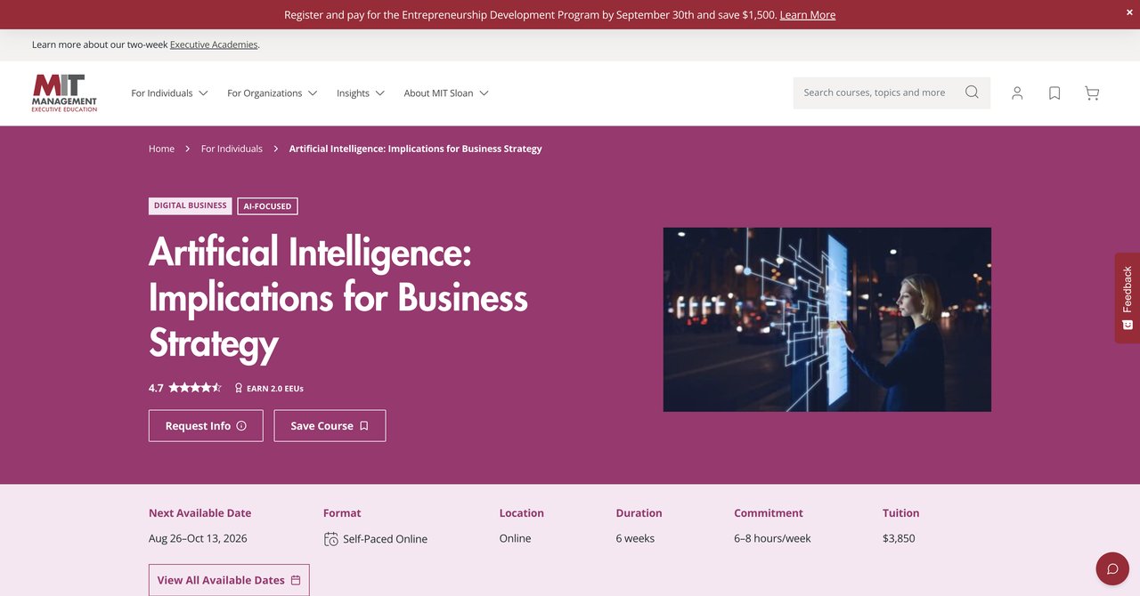 MIT AI Implications for Business Strategy Course