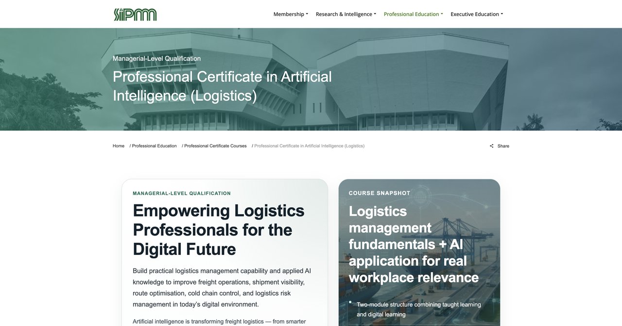 Professional Certificate in Artificial Intelligence (Logistics)
