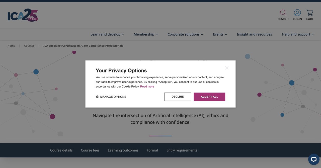 ICA Specialist Certificate in AI for Compliance Professionals