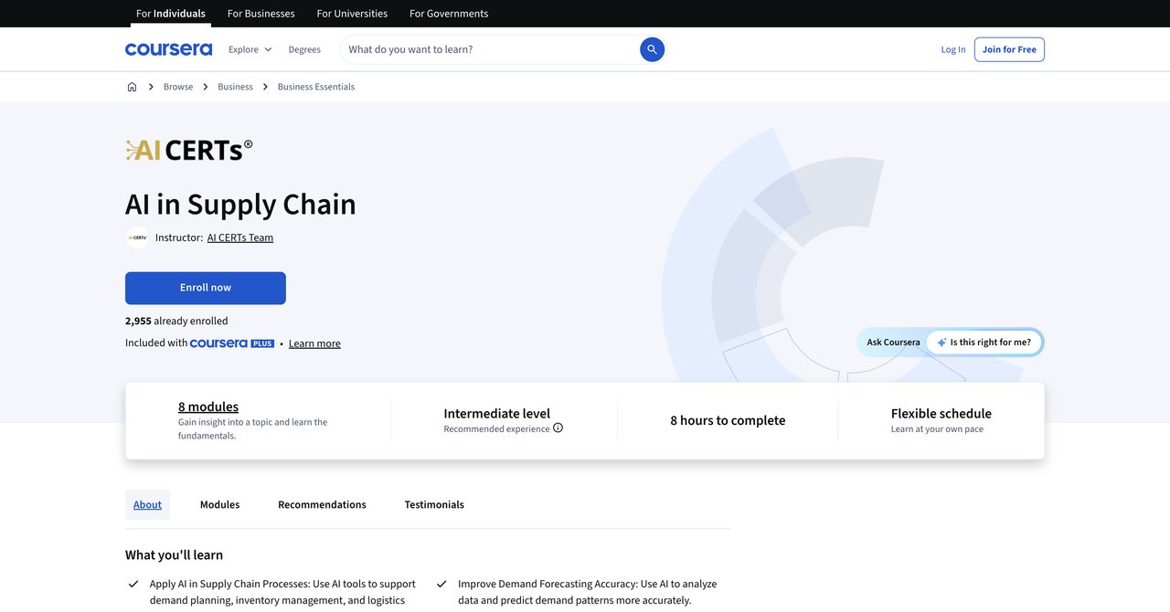 AI in Supply Chain Coursera