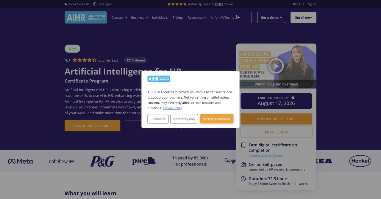 Artificial Intelligence for HR Certificate Program