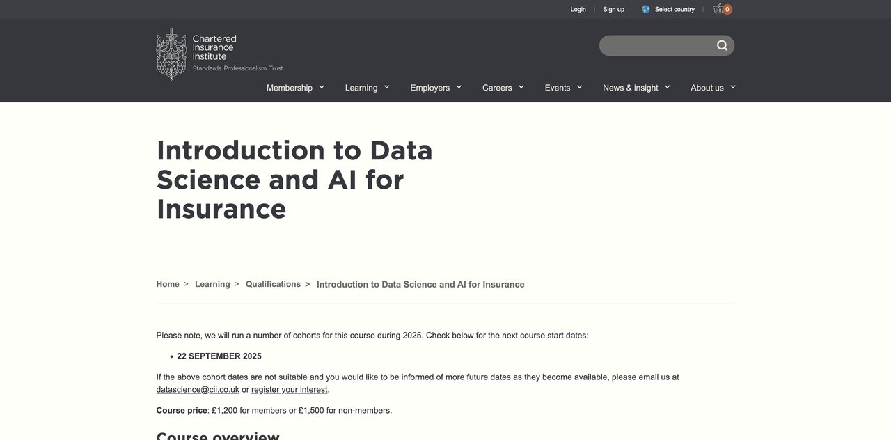 Introduction to Data Science and AI for Insurance