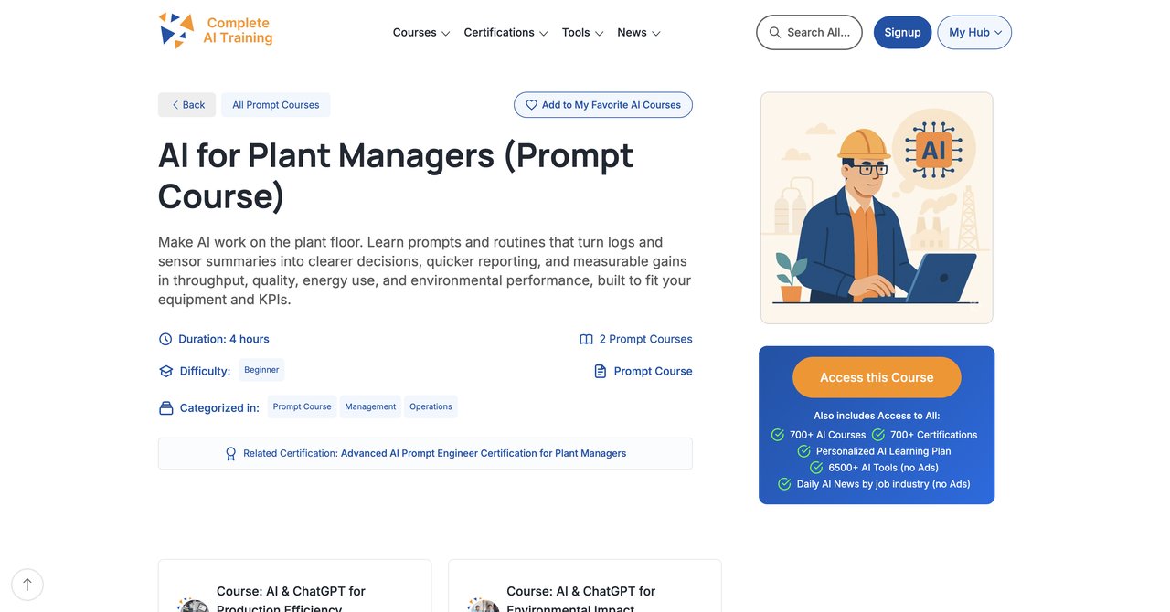 AI for Plant Managers Prompt Course