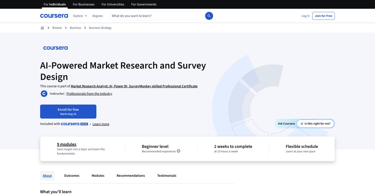 AI-Powered Market Research and Survey Design by Coursera