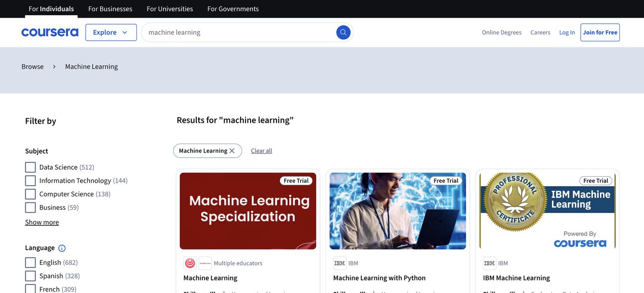 Machine Learning Courses on Coursera