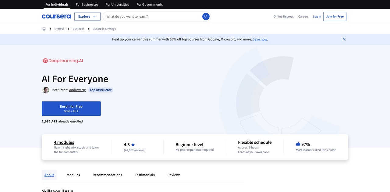 AI for Everyone by Coursera