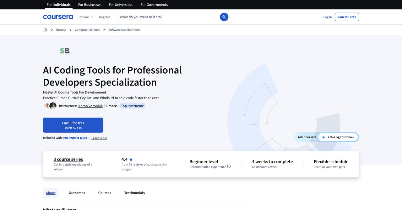 AI Coding Tools for Professional Developers by Coursera