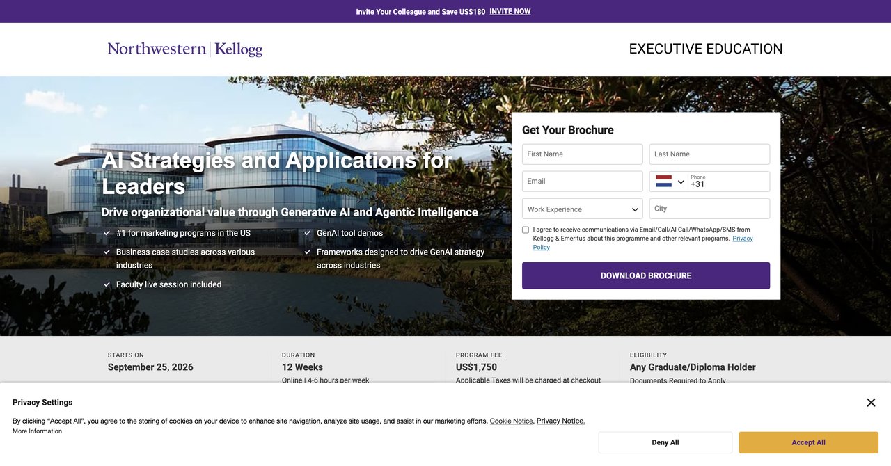 Kellogg AI Strategies and Applications for Leaders Course