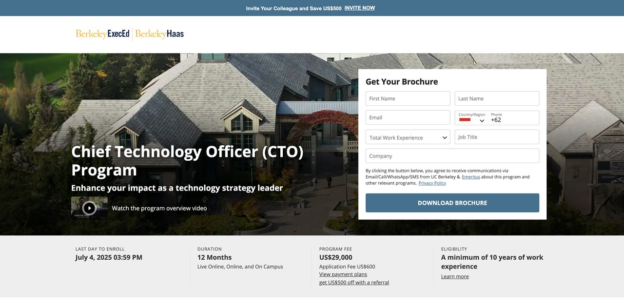 Chief Technology Officer (CTO) Program (Berkeley ExecEd)