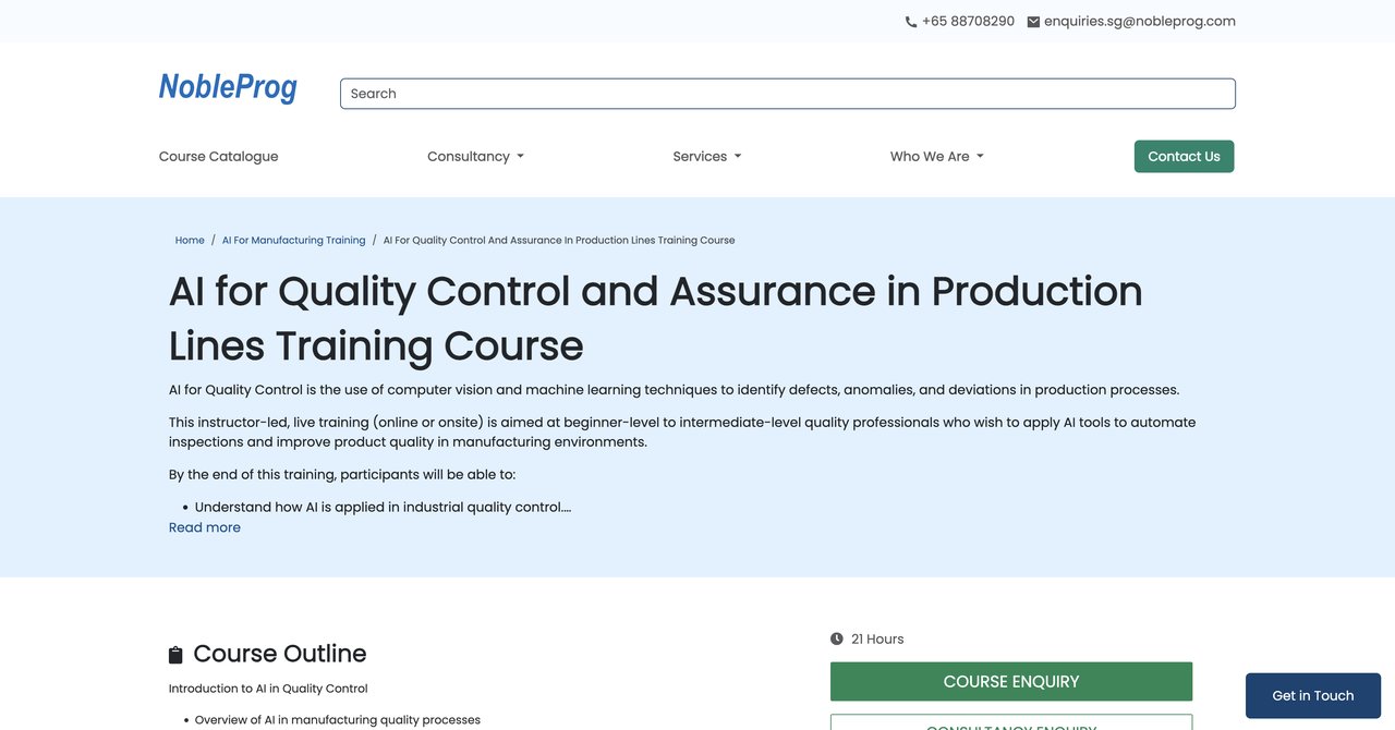 AI for Quality Control and Assurance in Production Lines (Singapore) 