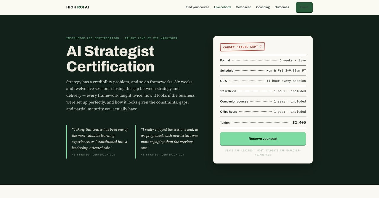 High ROI AI Strategist Certification