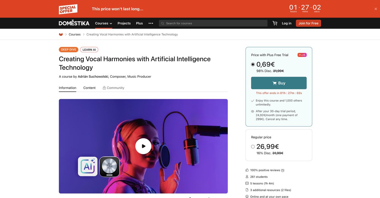 Creating Vocal Harmonies with AI by Domestika