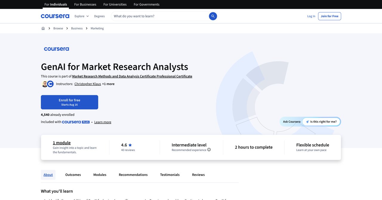 AI for Market Research Analysts by Coursera