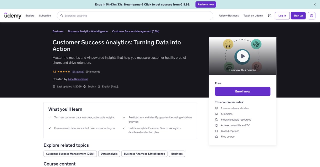 Customer Success Analytics by Udemy