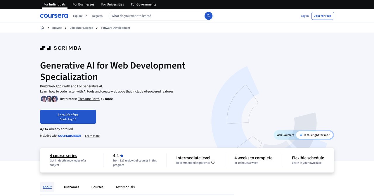 Generative AI for Web Development by Coursera