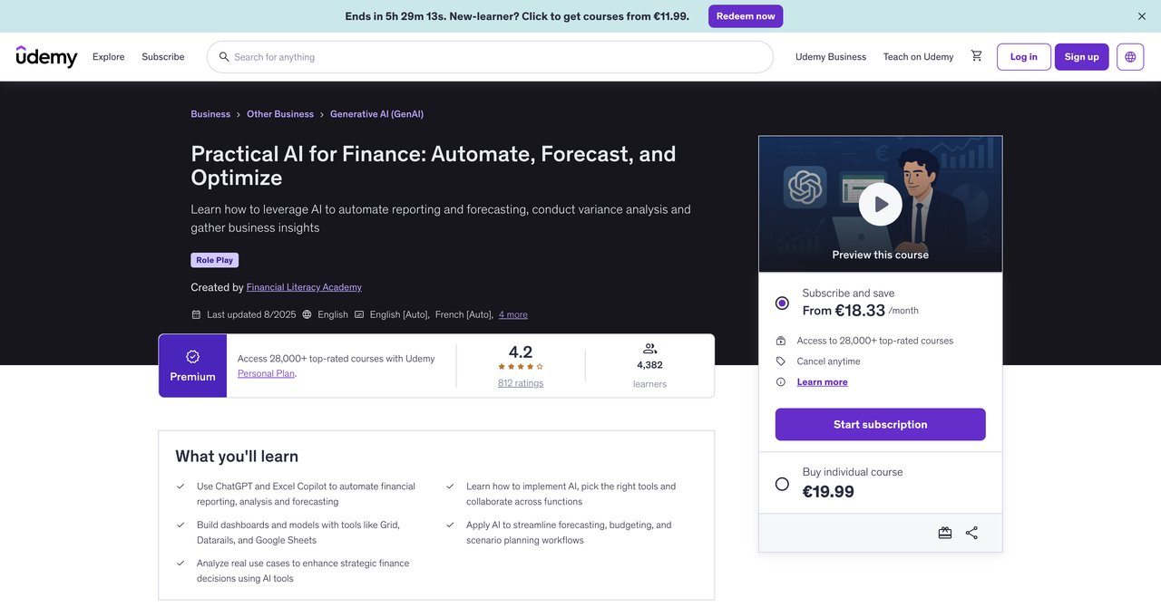 Practical AI for Finance - Udemy