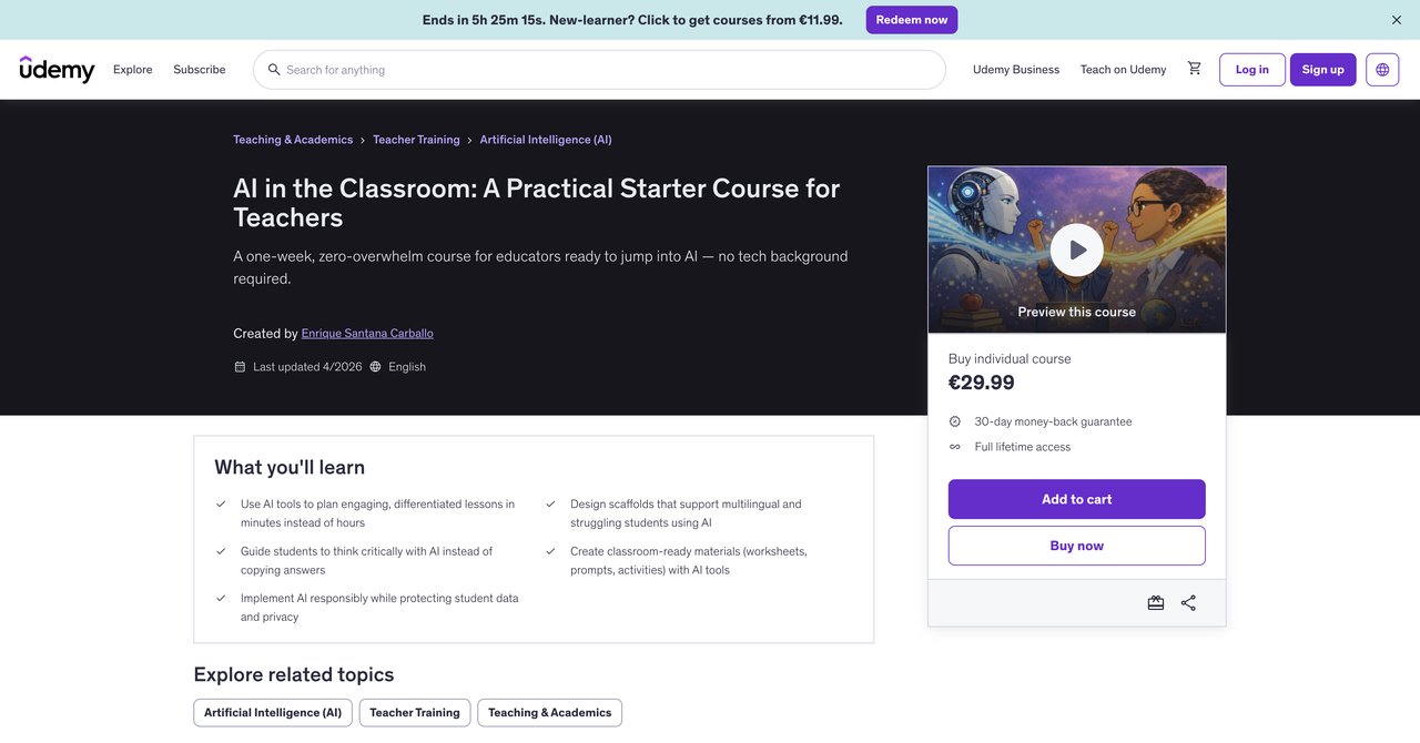 AI in the Classroom: A Practical Starter Course for Teachers