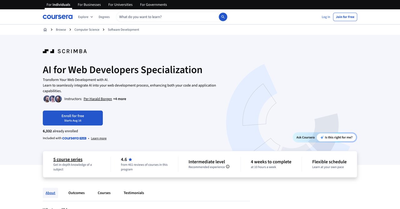 AI for Web Developers by Coursera