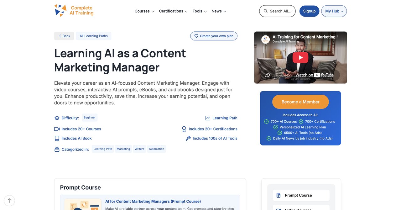 AI for Content Marketing Managers Course by CompleteAI Training