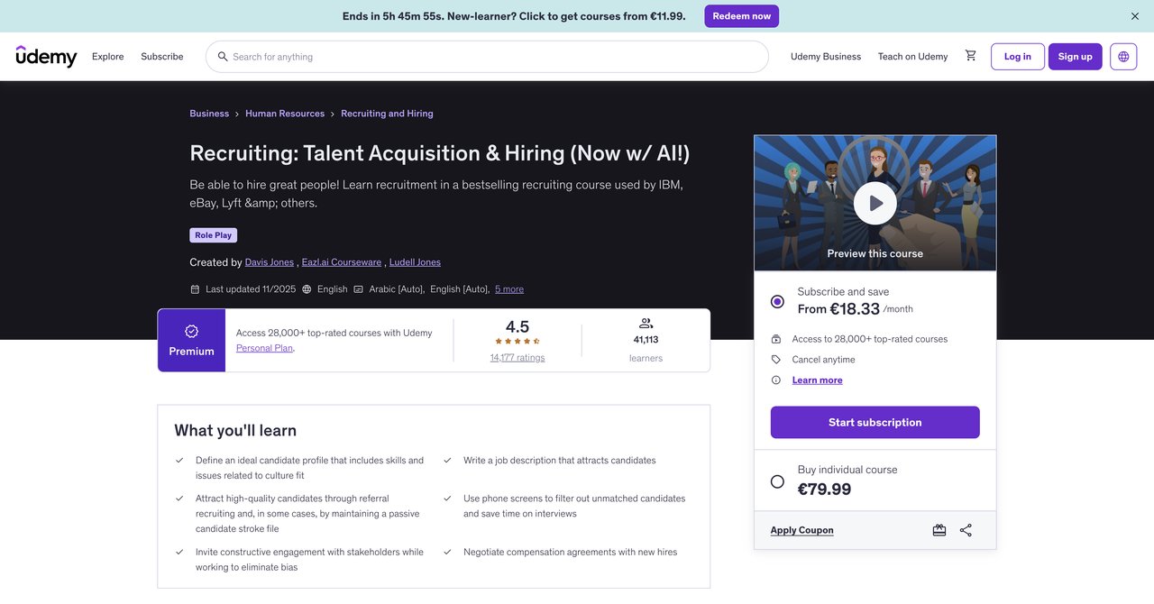 Recruiting Talent Acquisition and Hiring with AI Udemy