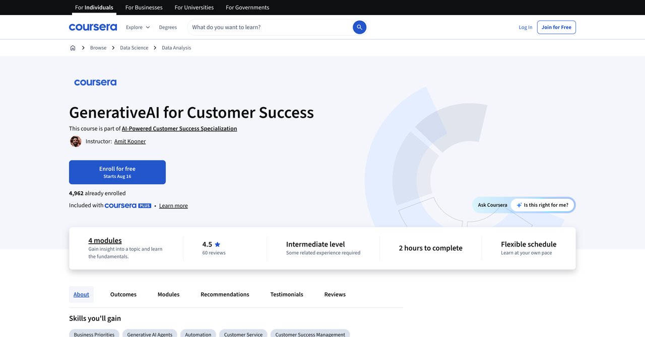 Generative AI for Customer Success by Coursera