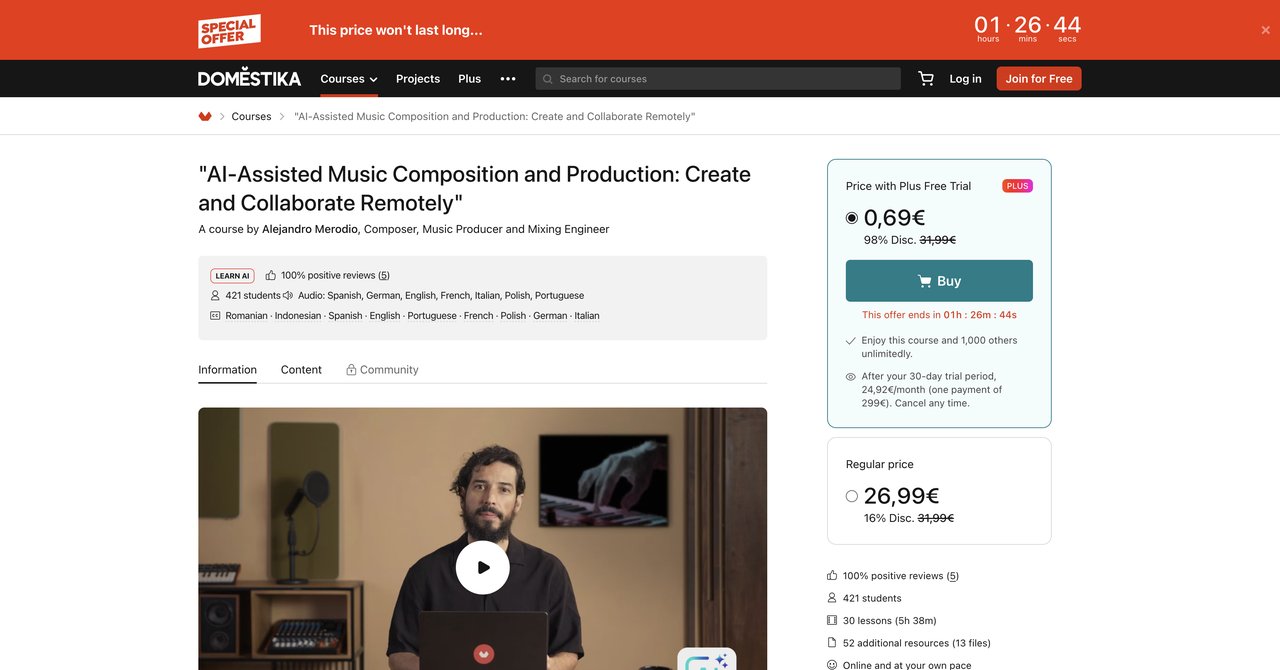 AI-Assisted Music Composition and Production by Domestika