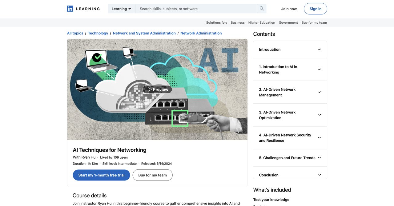 AI Techniques for Networking by LinkedIn Learning