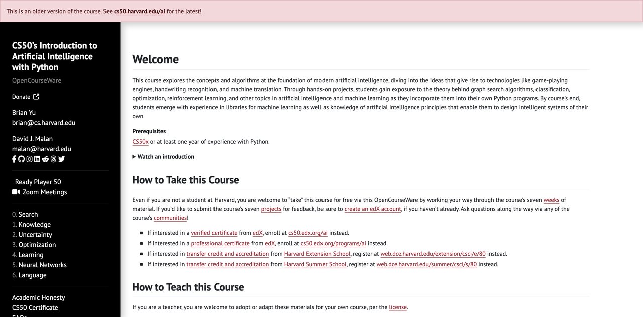 CS50’s Introduction to Artificial Intelligence with Python