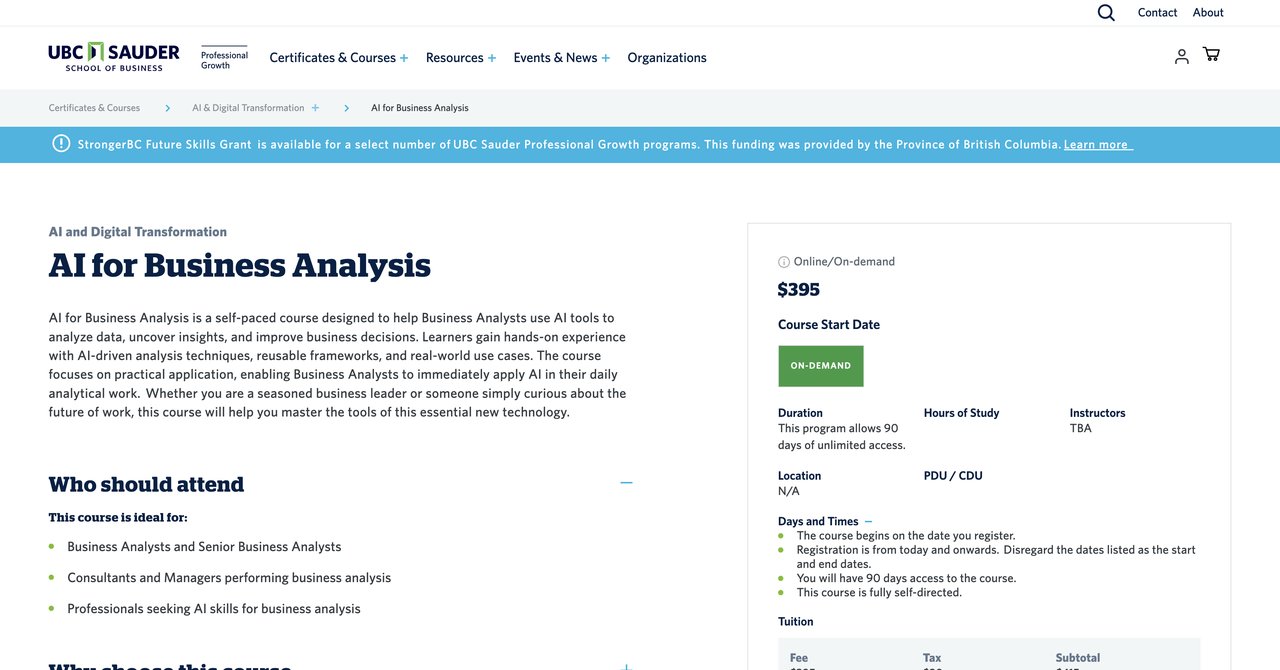 AI for Business Analysis UBC Sauder