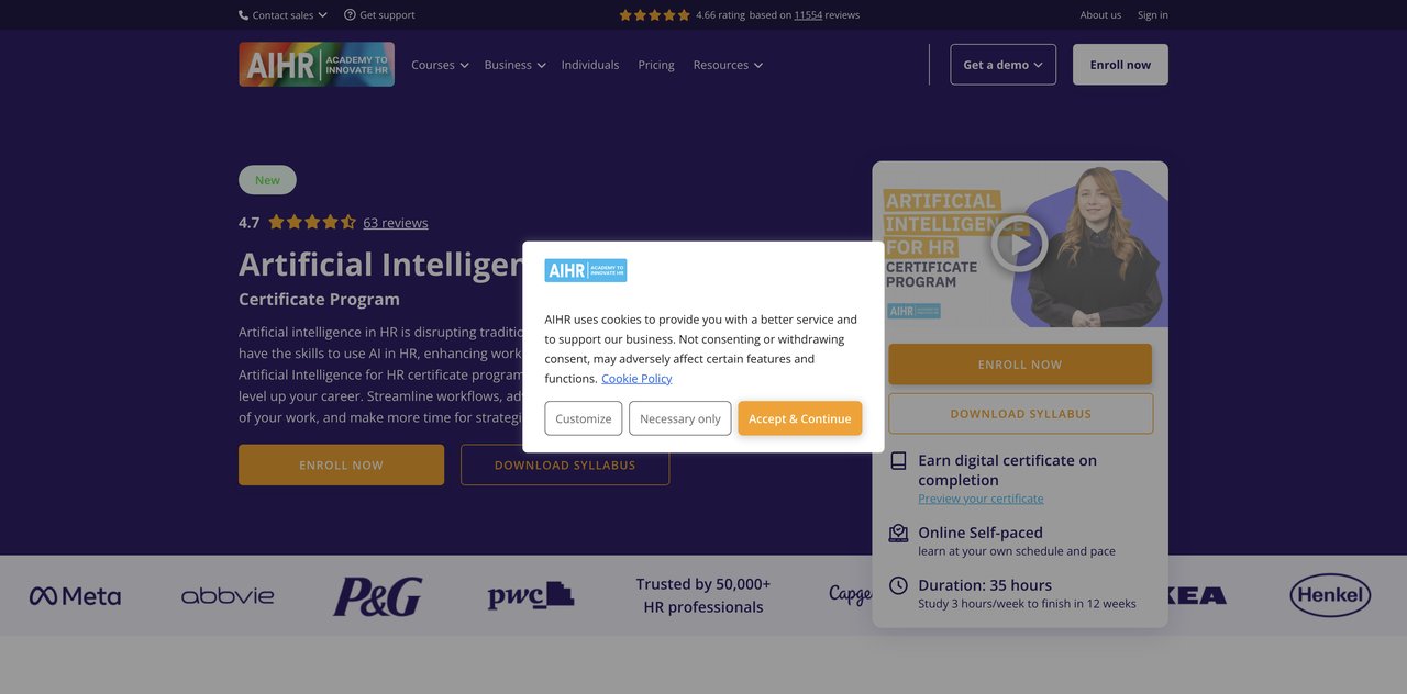 Artificial Intelligence for HR Certificate Program by AIHR