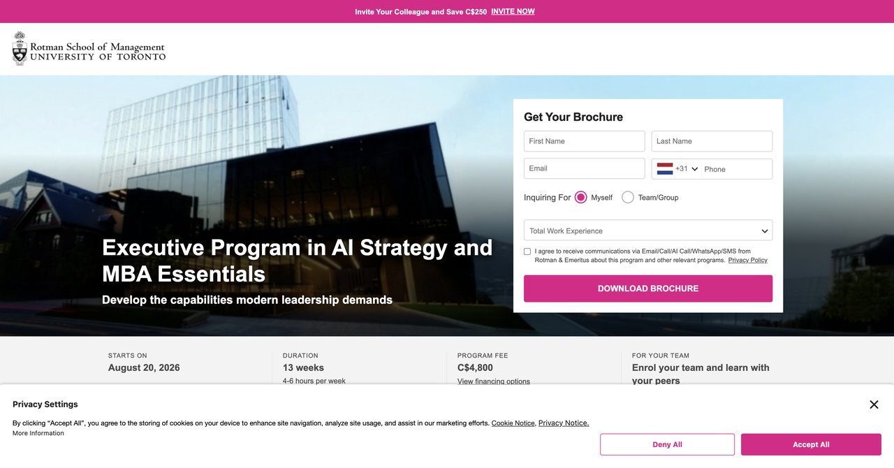 Rotman AI Strategy and MBA Essentials Course