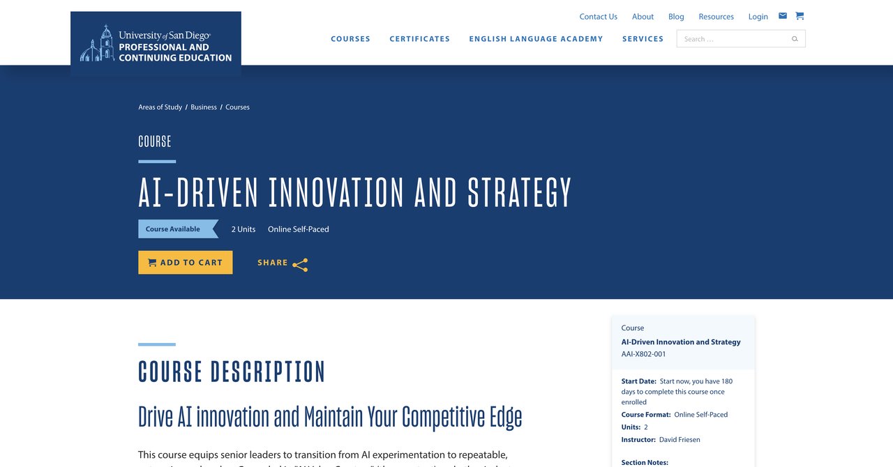 AI-Driven Innovation and Strategy by University of San Diego