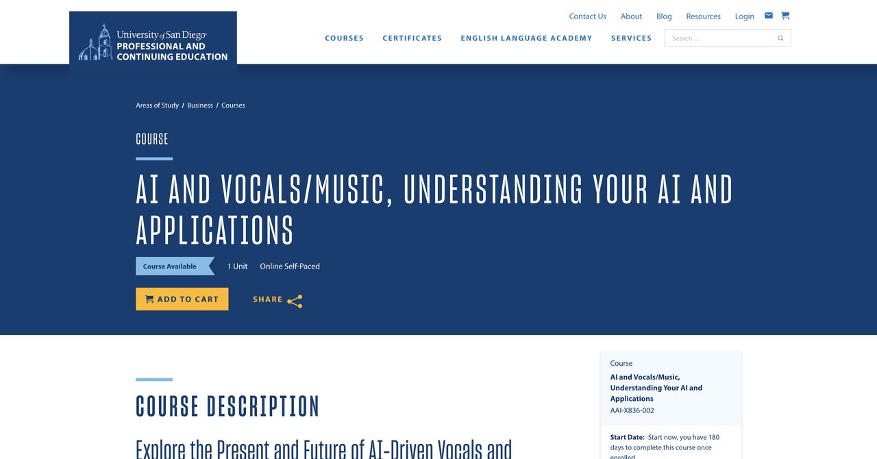University of San Diego AI and Vocals Course