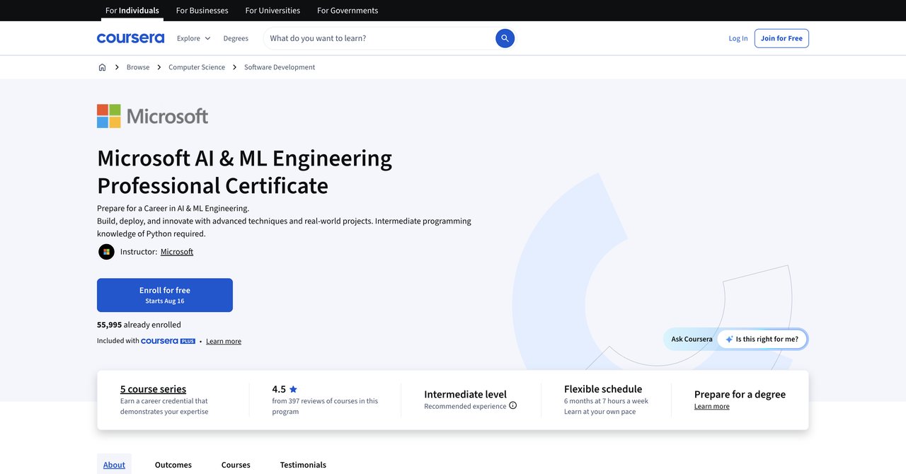 Microsoft AI and ML Engineering Professional Certificate