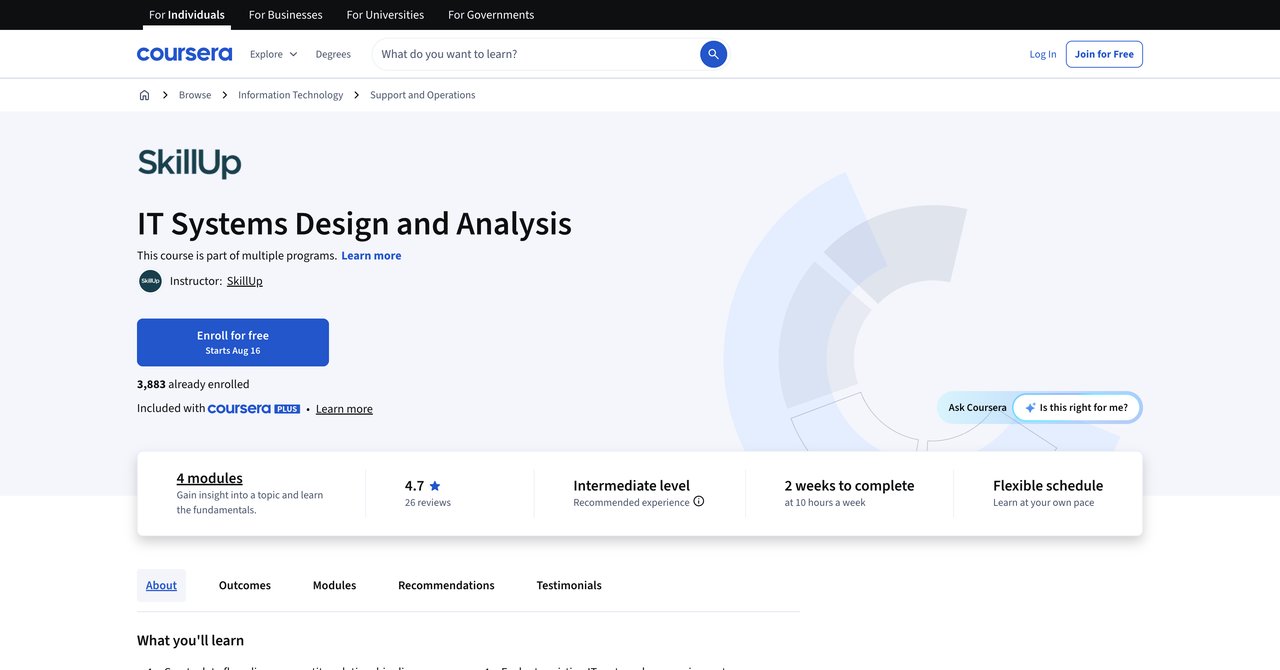 IT Systems Design and Analysis Coursera
