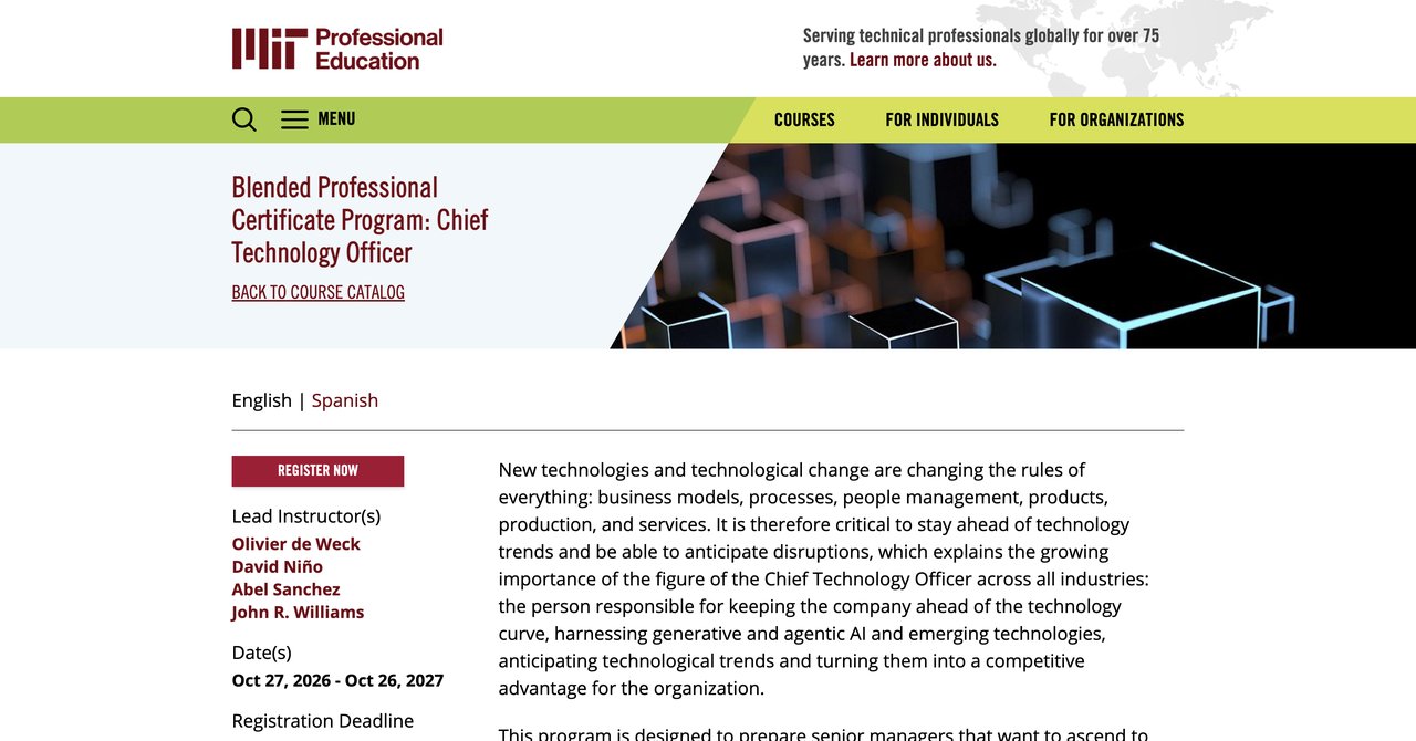 MIT Professional Education CTO Program