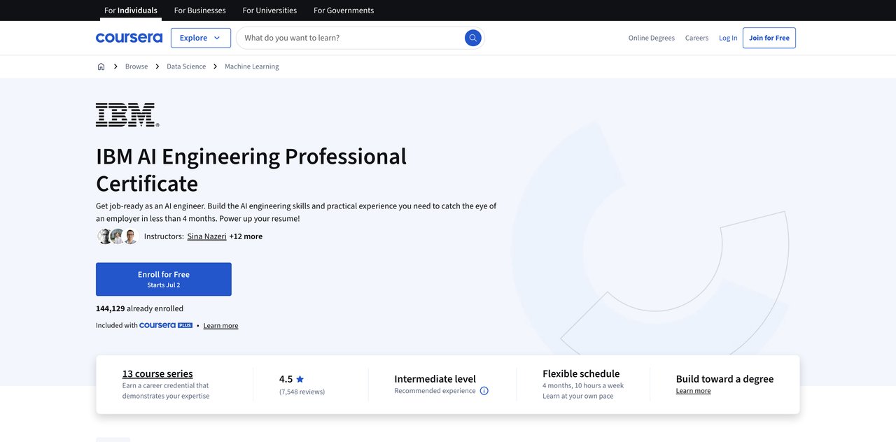 IBM AI Engineering Certificate