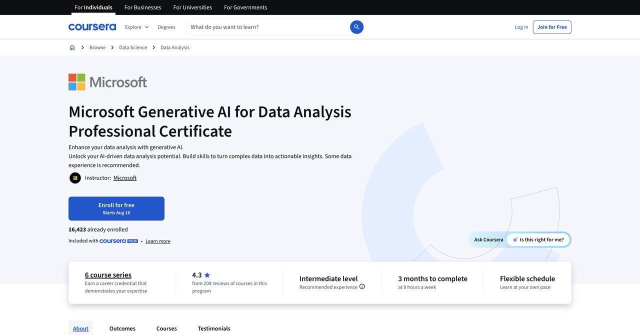 Microsoft Generative AI Data Analysis Certificate