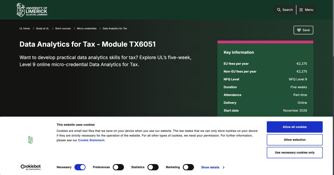 Data Analytics for Tax University of Limerick