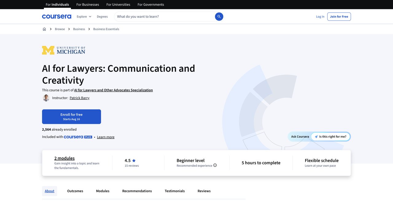 AI for Lawyers: Communication and Creativity by Coursera