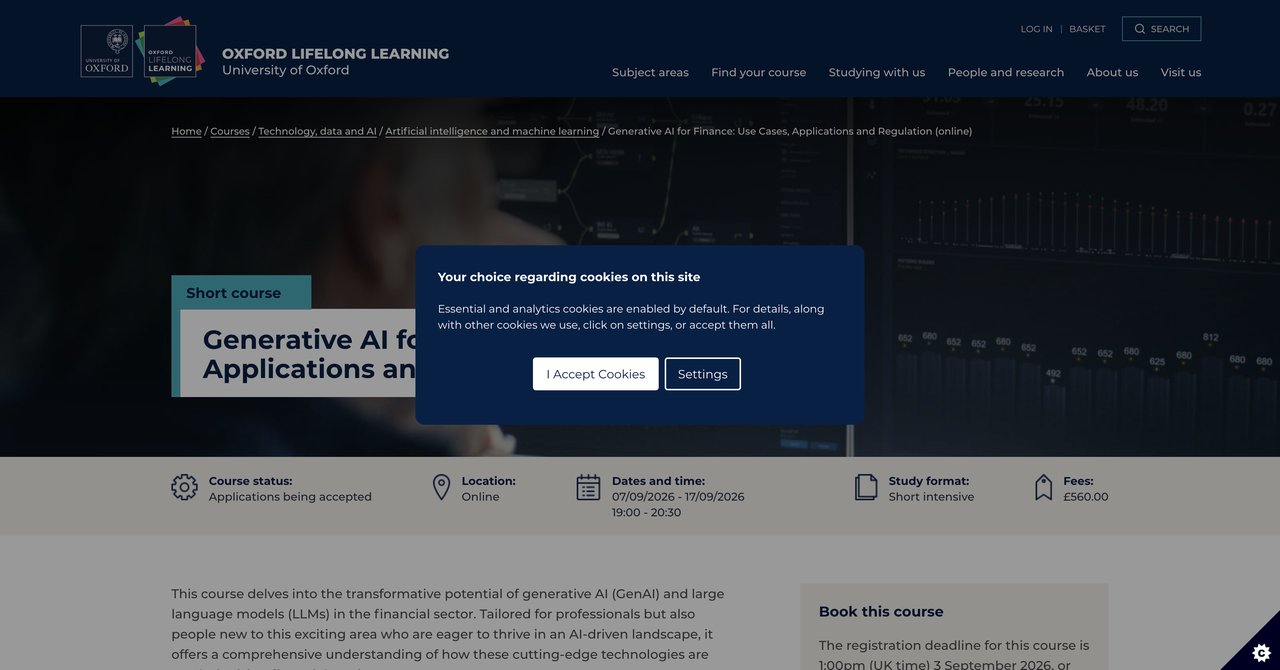 Generative AI for Finance - Oxford