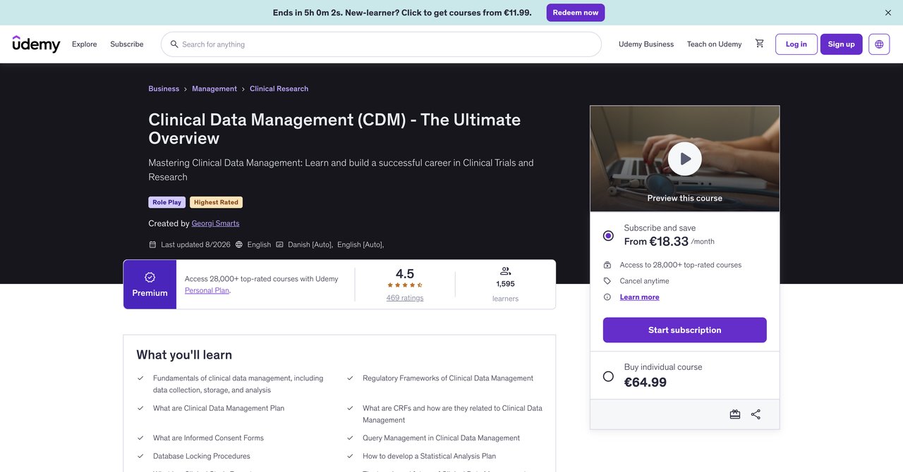 Clinical Data Management - The Ultimate Overview by Udemy