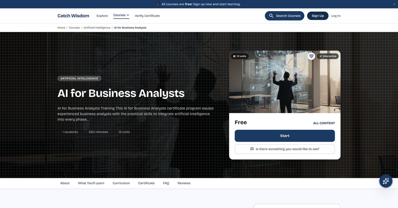 Free AI for Business Analysts Course Catch Wisdom