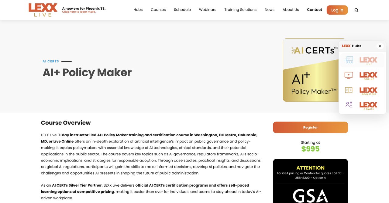 AI+ Policy Maker Live Training