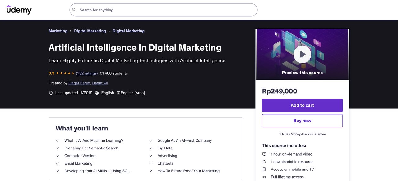 Udemy AI in Digital Marketing